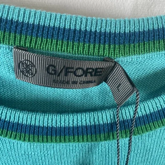 G/FORE Sweater Merino Wool Men’s Large Turquoise Preppy Golf NWT